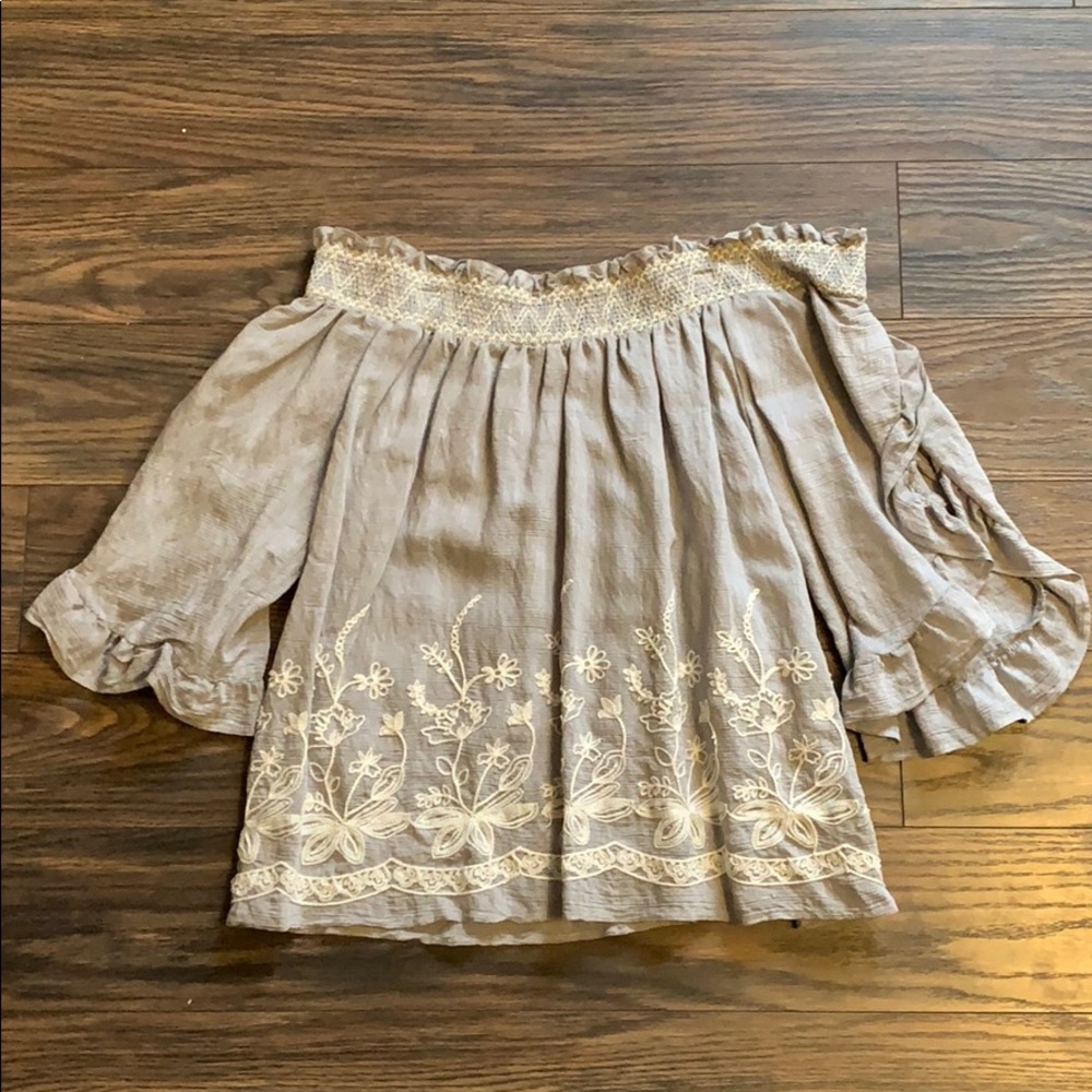 Off the shoulder top with flutter sleeves